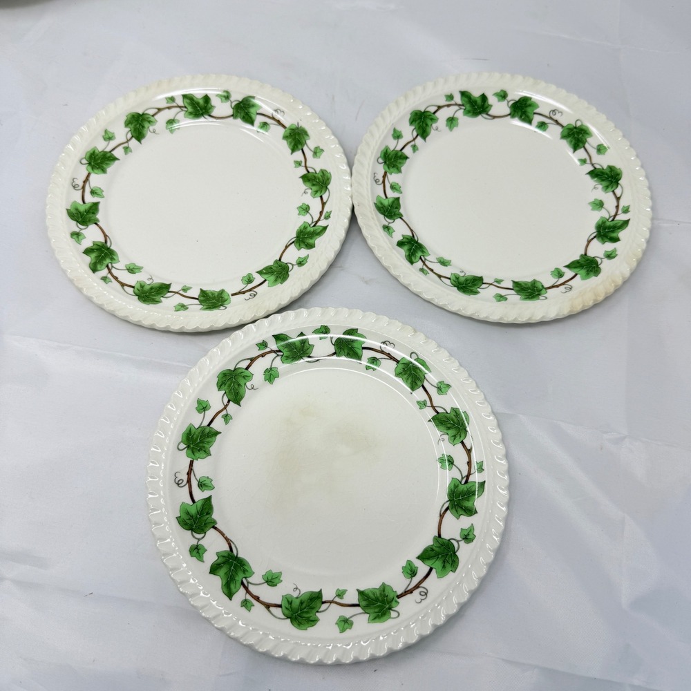 Harker Pottery Royal Gadroon Ivy Bread Butter Plates Set of 3 Vintage 6.25in